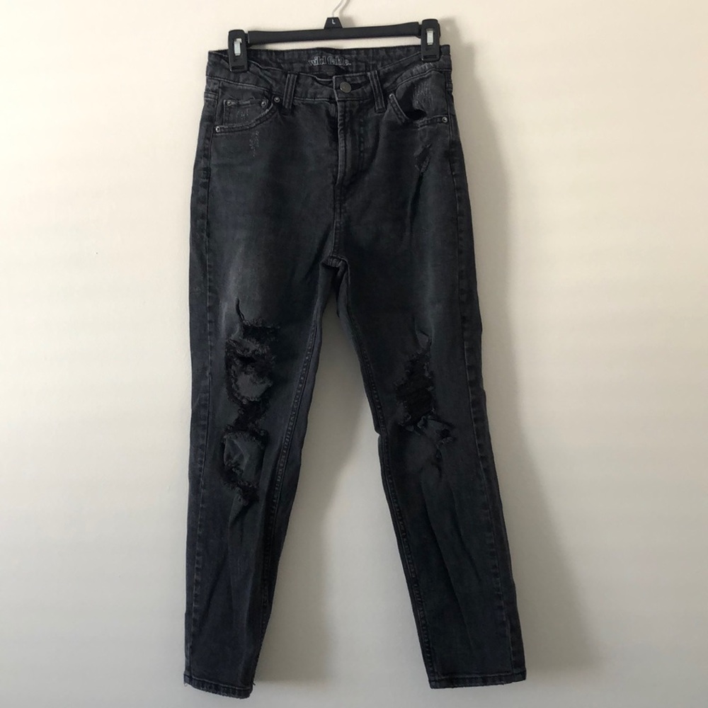 Distressed mom jeans